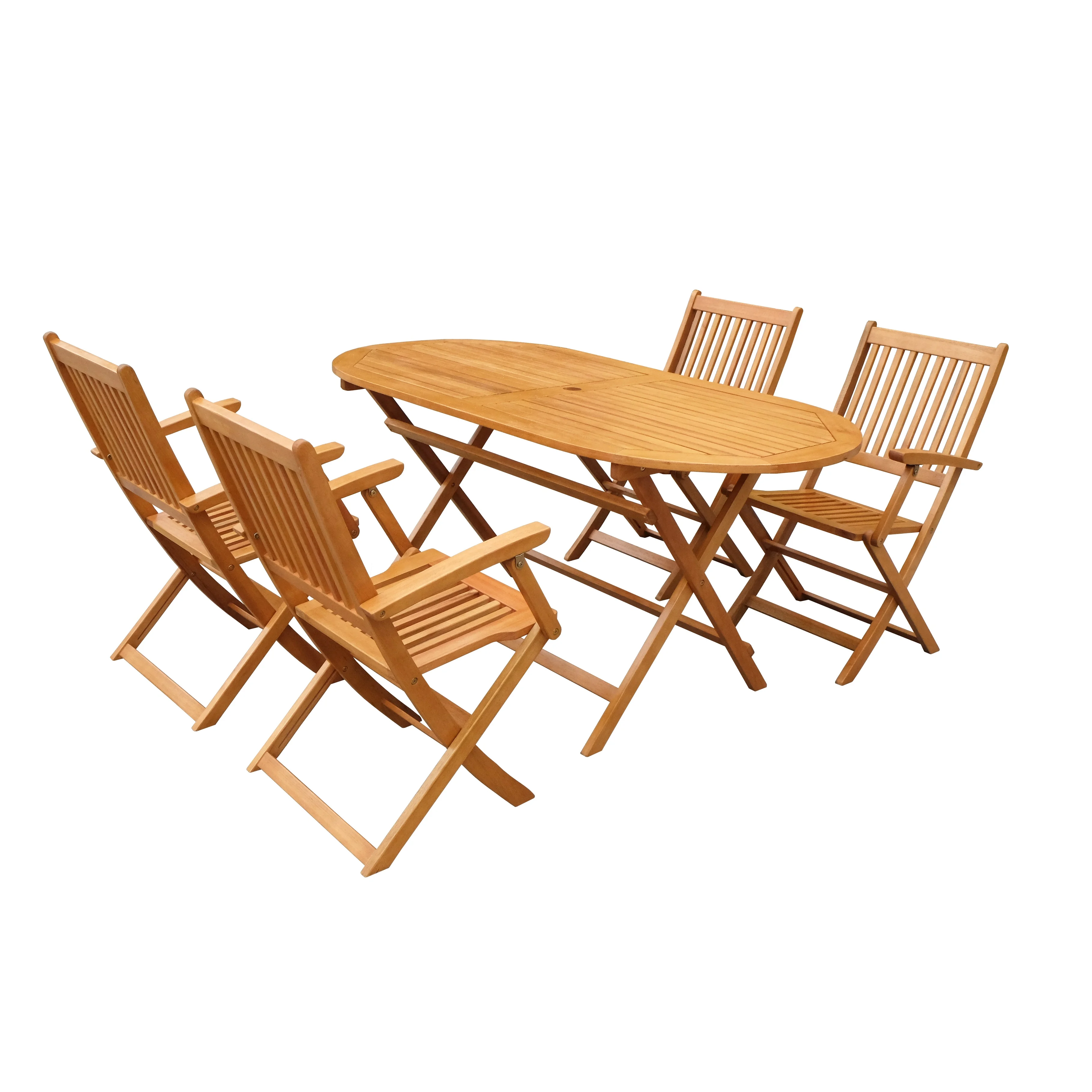 
Best Seller Product Set Outdoor with Folding 1 Table and 4 Armchair Eucalyptus Made In Vietnam 