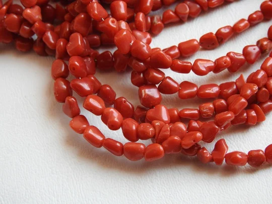 Natural Red Coral Smooth Tumble,Nuggets,Irregular Shape Bead,Loose Gemstone,Handmade,For Making Jewelry,14Inch 6-5MM Long Approx