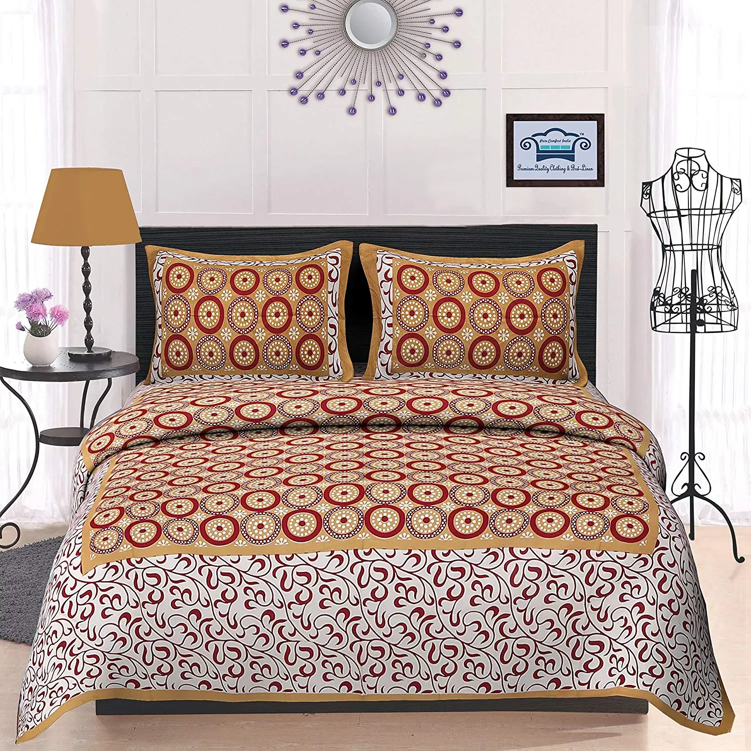 Ombre Multi Color Mandala 100 % Cotton Fabric Queen King Bed sheet Bed Spread Home Decor Beautiful