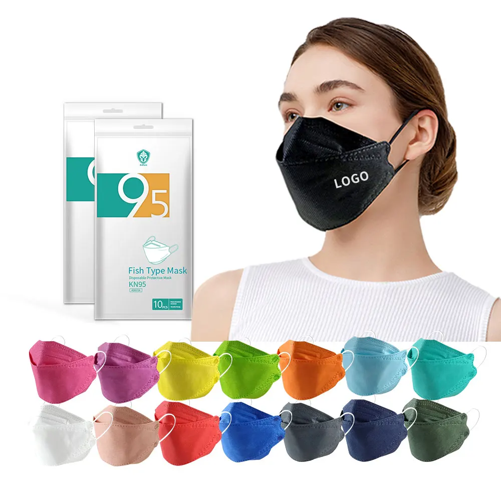 Andum Hot Selling Kf94 Mask Factory Wholesale White Gray Black Kf94mask Fashion Face Masks Disposable Fish Shape Facemask Masker