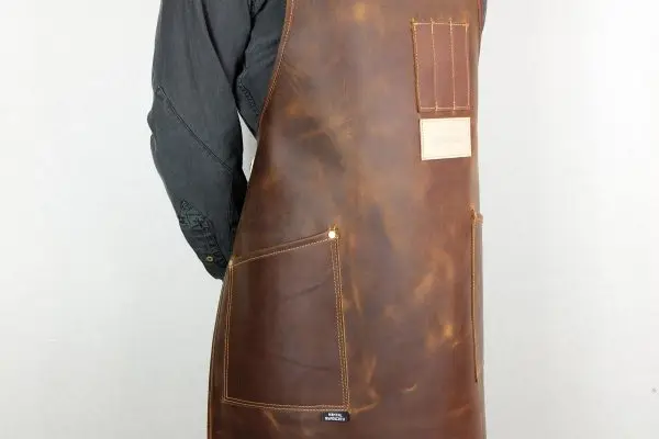 Полнозернистый промасленный кожаный Рабочий Фартук с карманами для ручек Пинцет одобренные CE кухонные кожаные ремни домашнего профессионального использования