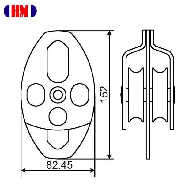 Movable Certification CE EN12278 Climbing Large rope 16mm Aluminum Double pulley