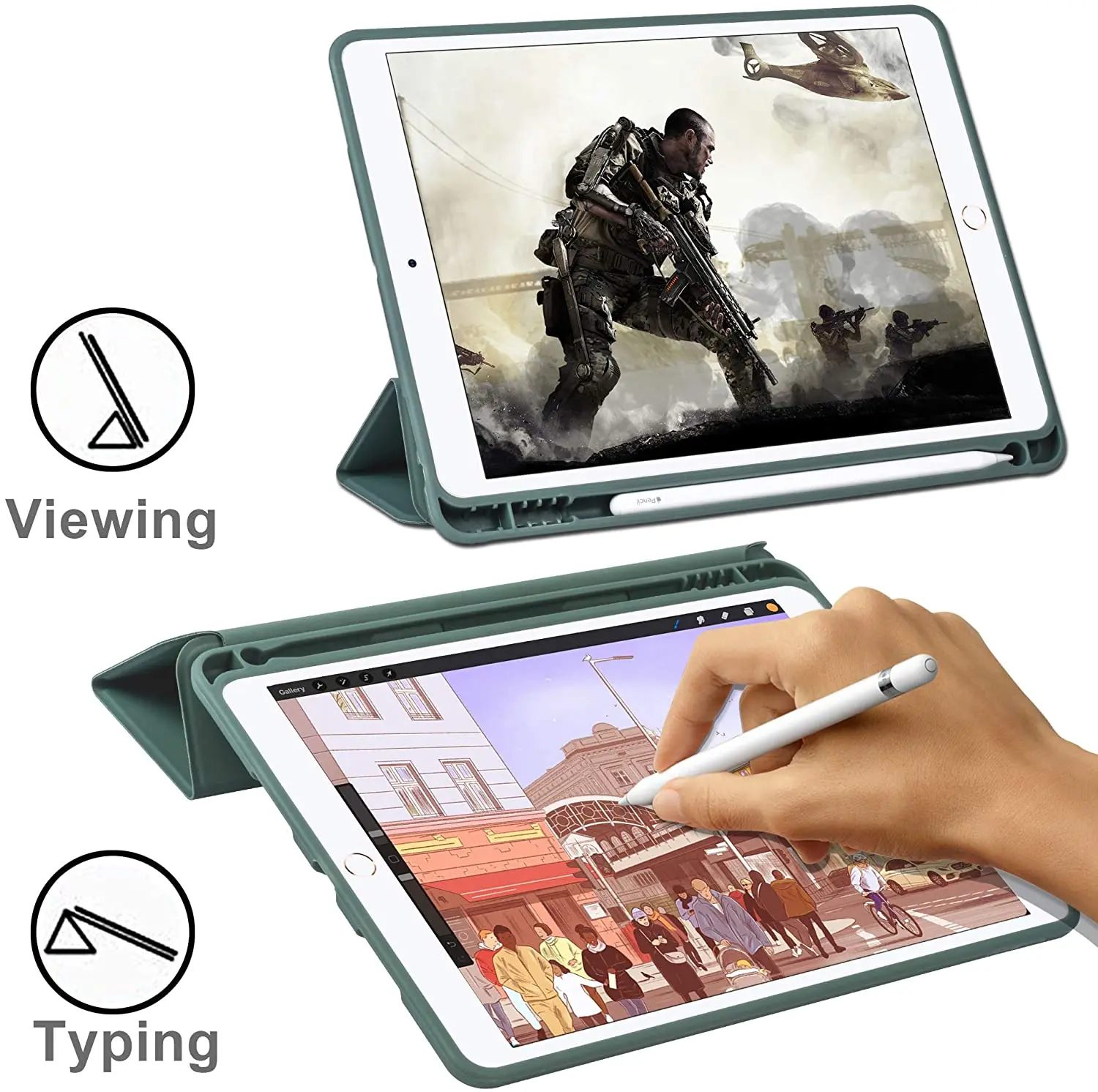 2021 Tablet cover For iPad 7th 8th 9th 10.2 Case with pencil slot Shockproof Soft Silicon Back Cover For pro 11 pro 12.9 case