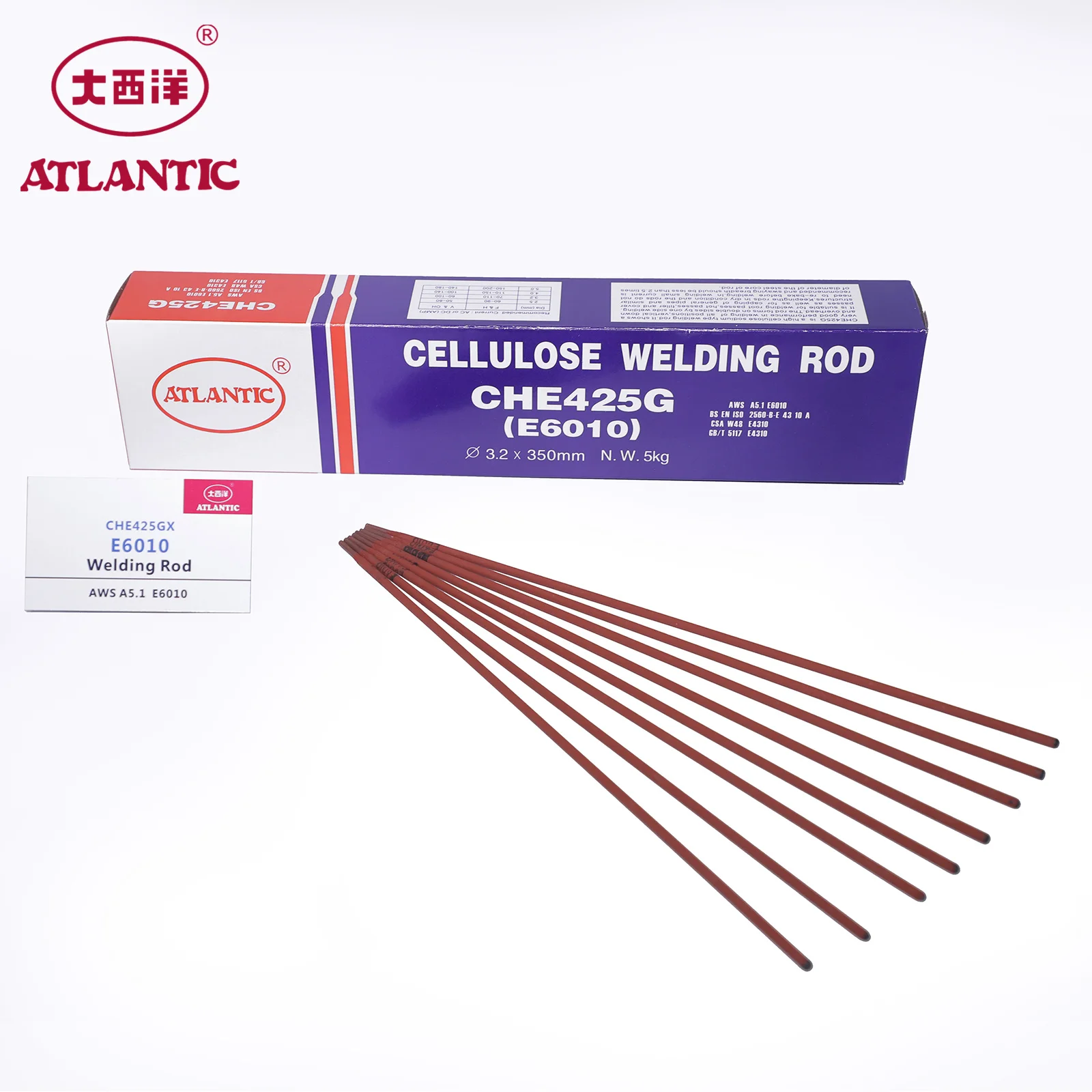 ATLANTIC 75 Years AWS A5.1CHE425GX E6010 Kinds Of Vertical-down Covered Mild Steels Welding Rods