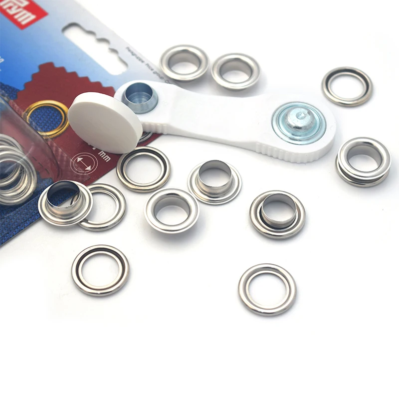 Prym 541370 11mm Silver Eyelet with Washers Kit for Laces and Handicrafts