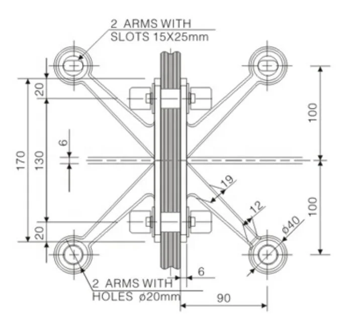 Architectural Glass spider fittings Curtain Walls Accessories manufacturing 316 European standard