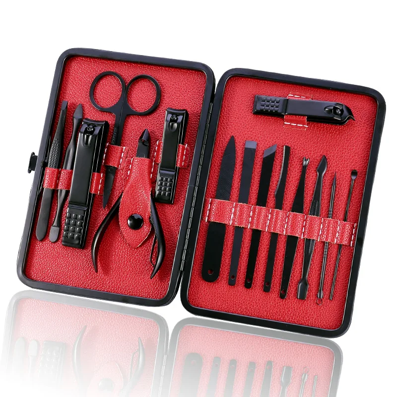 15pcs Professional Manicure Set Pedicure Nail Clipper Cuticle Dead Skin Remover Kit