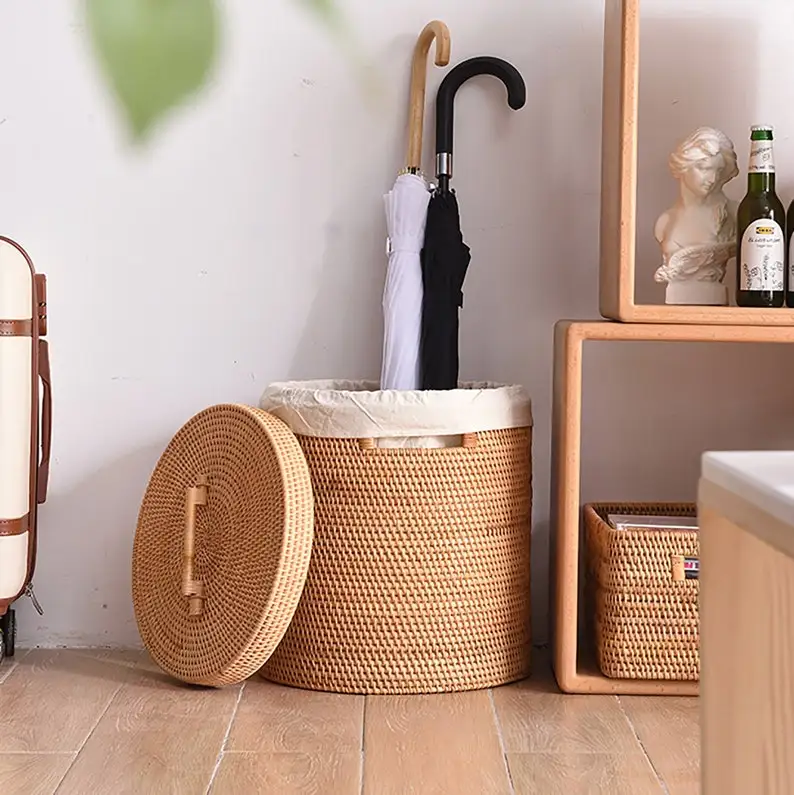 Large wicker laundry hamper with lid laundry basket kitchen storage food storage Christmas gifts