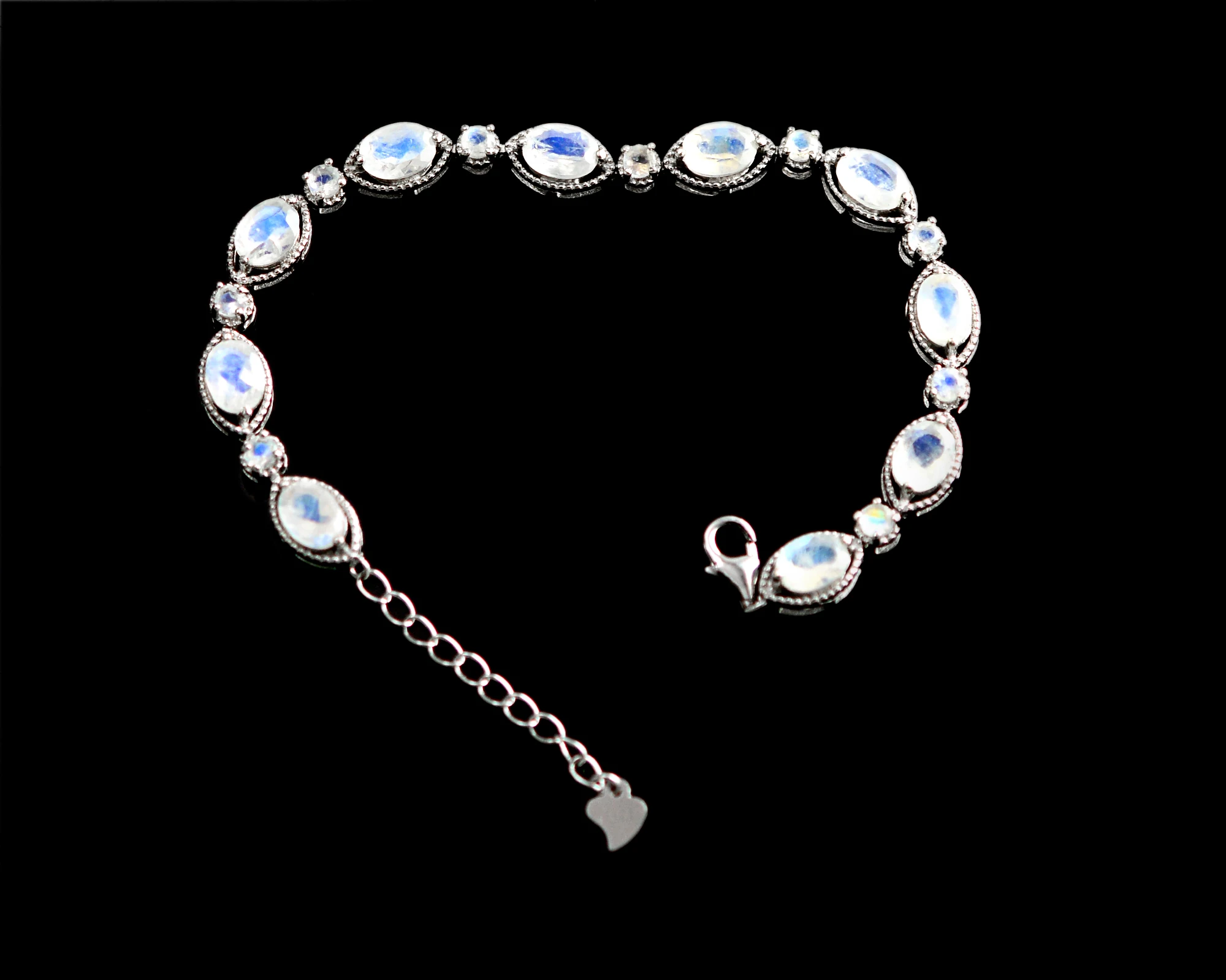 Удивительный Радужный Лунный Камень Овальной круглой формы натуральный драгоценный камень 925 пробы серебряные женские ювелирные изделия цепочка-браслет от джайпура экспортер