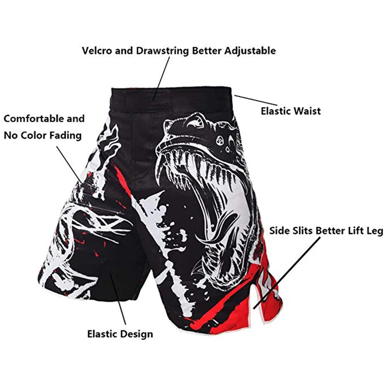 
Digital Sublimation Custom Jiu Jitsu Kickboxing MMA Compression Short Pattern Muay Thai Shorts 
