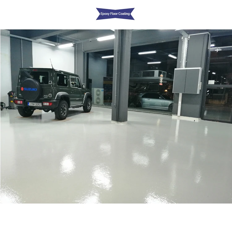 
White coloured Epoxy Floor Paint for garages and showrooms 