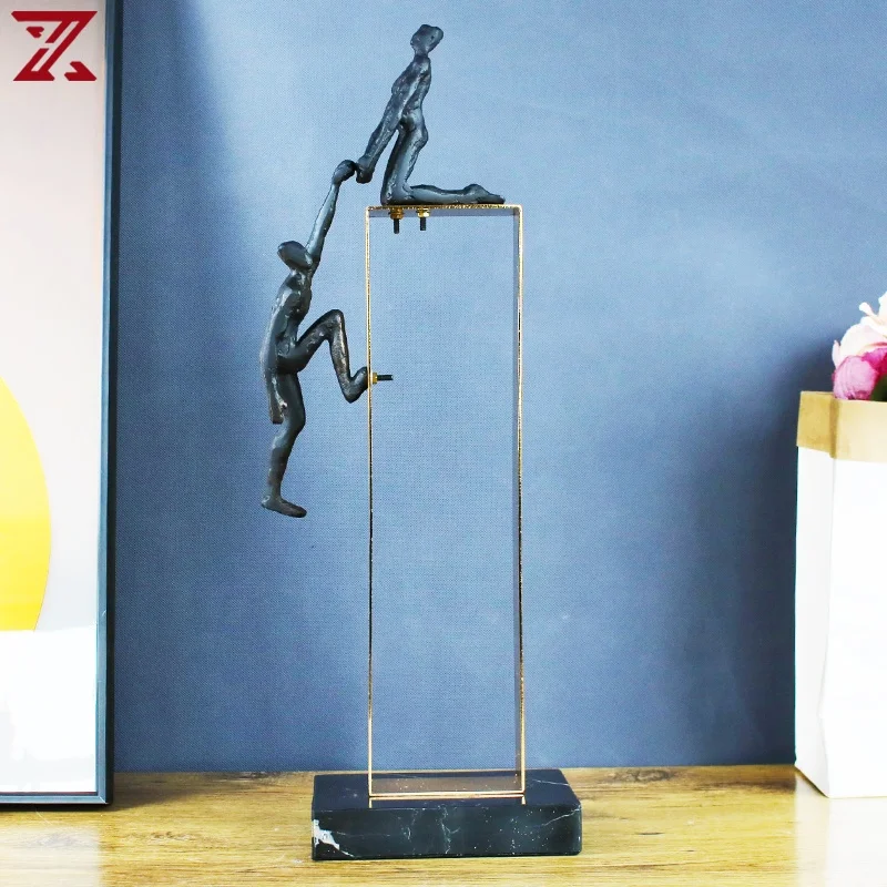 luxury industrial style climbing man iron decoration sculpture figures creative present statue for living room decor