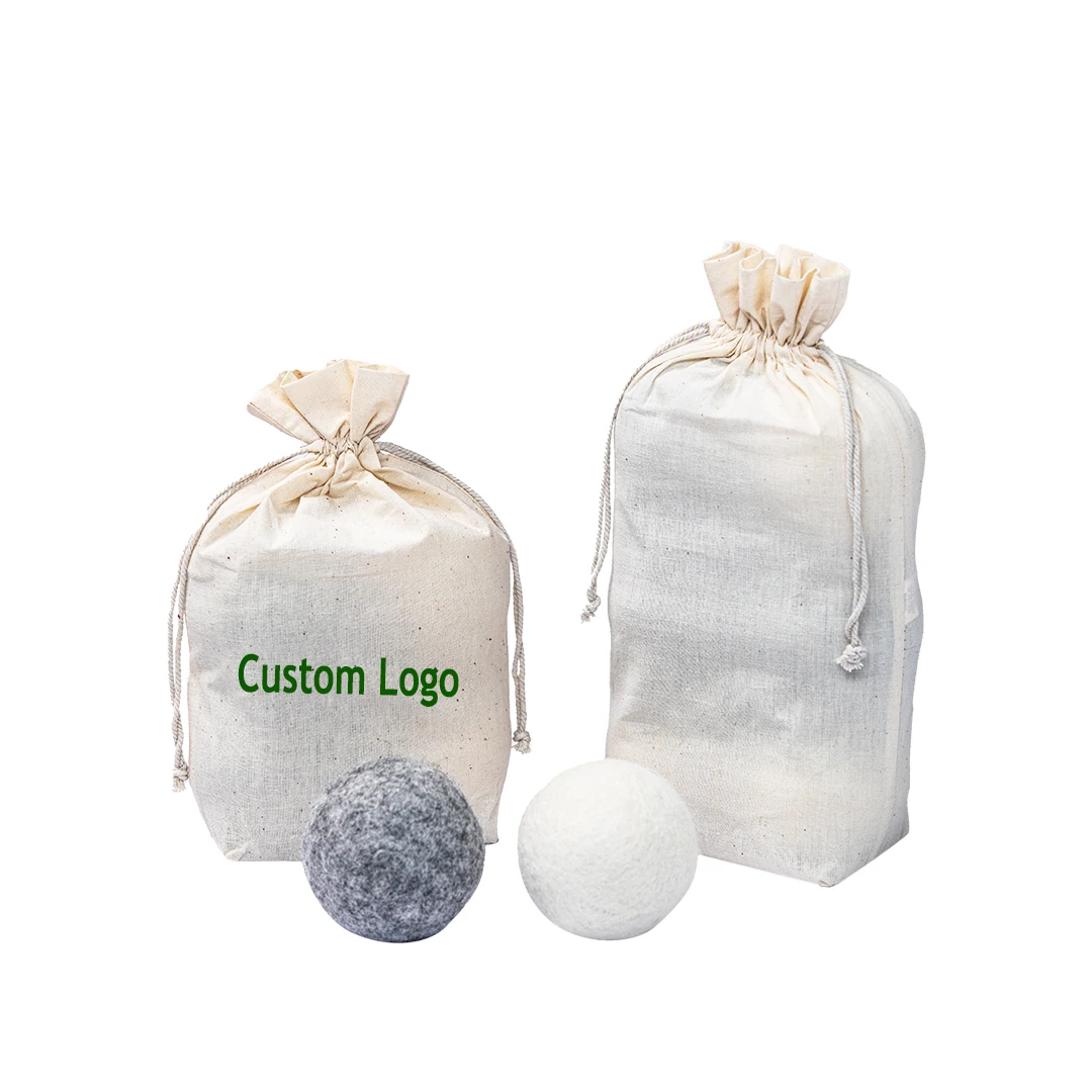 Promotional Drawstring Cotton Bags for wool dryer balls  wool dryer balls packing bag