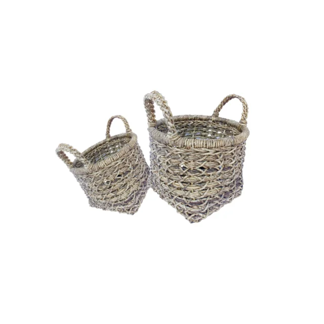  Банановый лист круглой формы сверху и квадратной на базе корзины для хранения