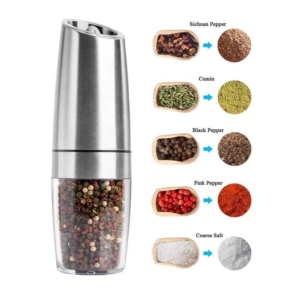 Manual Stainless Steel Salt and Pepper Grinder with Adjustable Fineness, Large Capacity