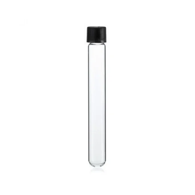 High Potential Borosilicate Glass Culture Tube Round Bottom with Screw cap and PTFE Rubber Liner Laboratory Purpose