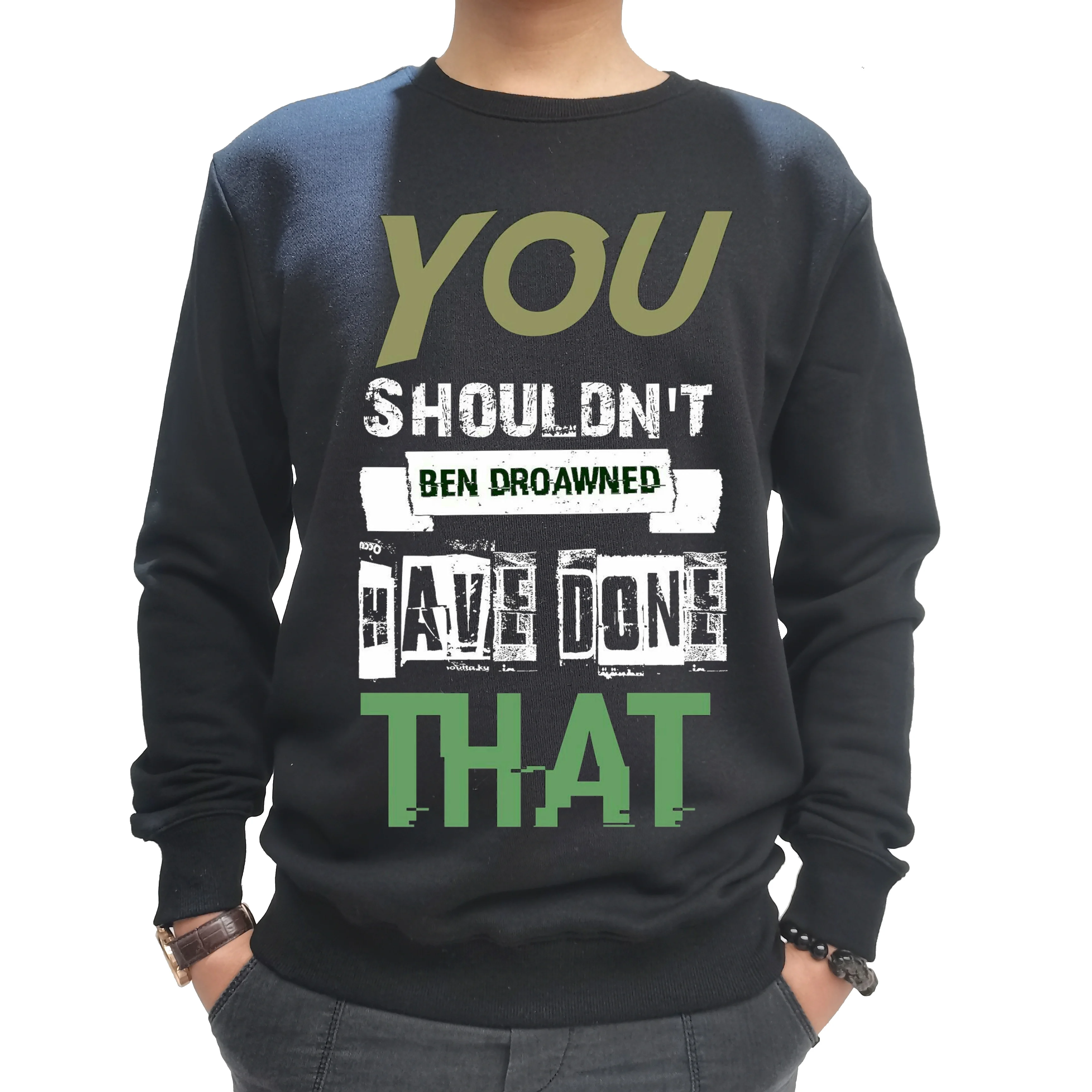 Custom OEM Panda Printed Long Sleeves Tee Shirt Large Fitting Crew Neck Full Sleeves Mens Sweat Shirts Plus Oversize Jacket