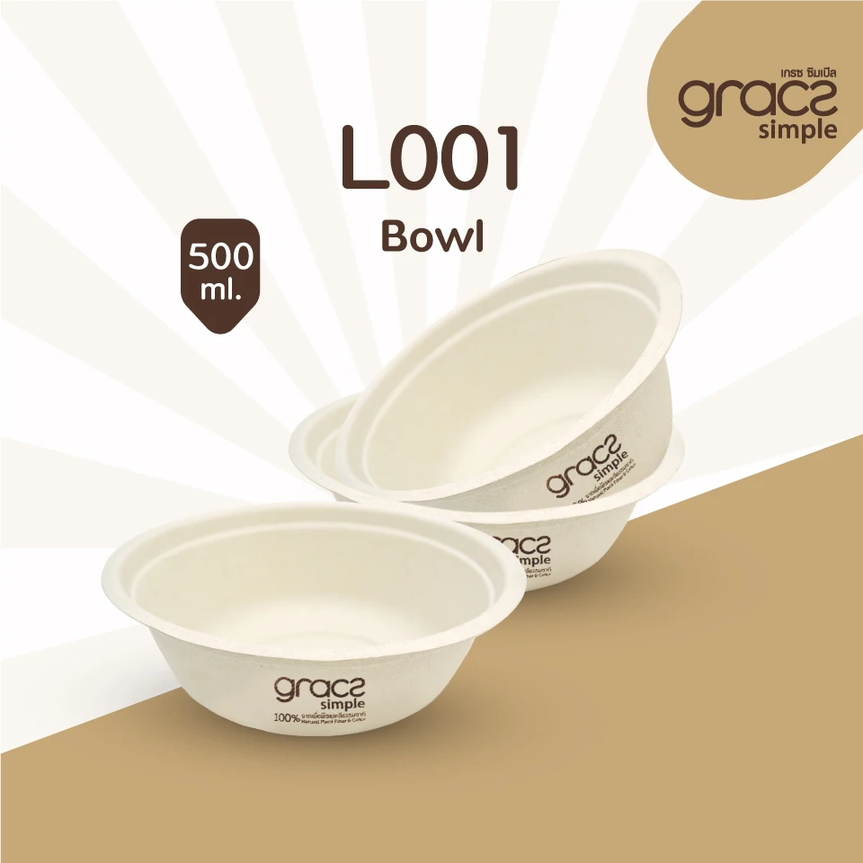 
Gracz Simple L001 Bowl 500ml eco friendly packaging cup, bowl food containers Thailand 