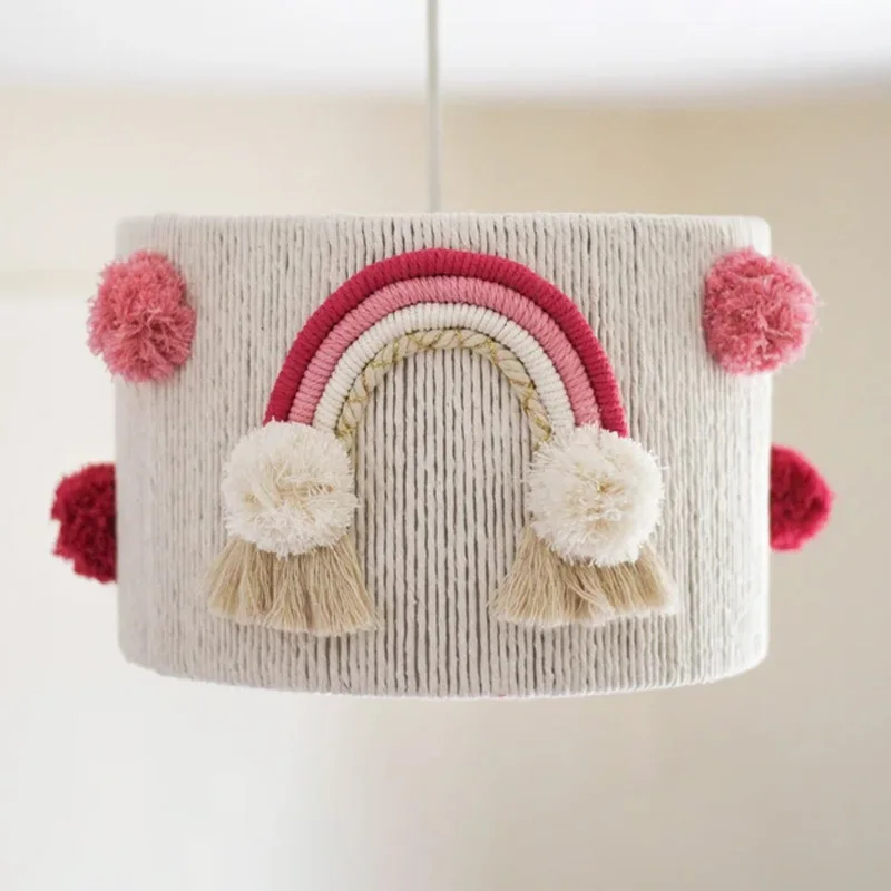 Hot Selling Baby Girl Nursery Room Rainbow Macrame Lampshade Ceiling Light