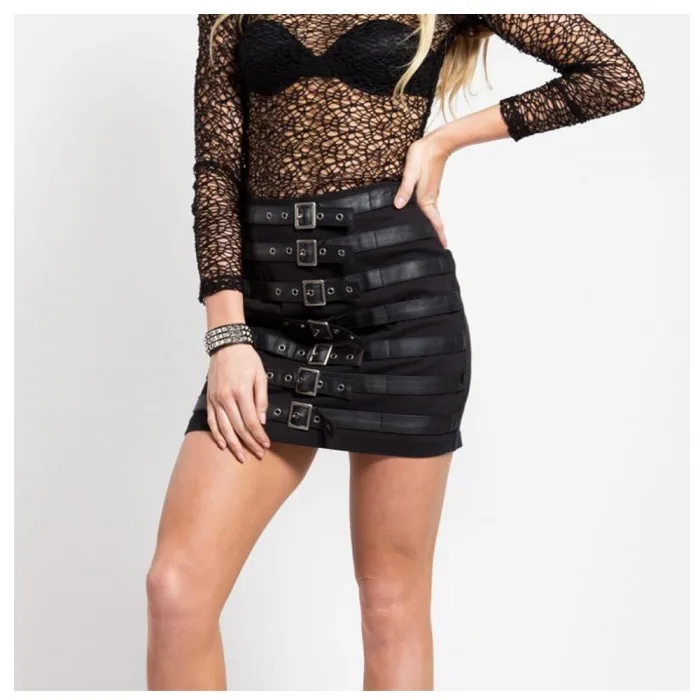 Gothic Women Kilt Tripp Buckle Up Punk Women Gothic Skirt