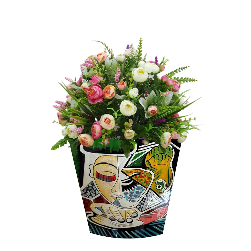 Классическое и художественное украшение, ваза с длинным горлом, лаковая ваза для цветов LH-001, Всесезонная ваза, сделано во Вьетнаме