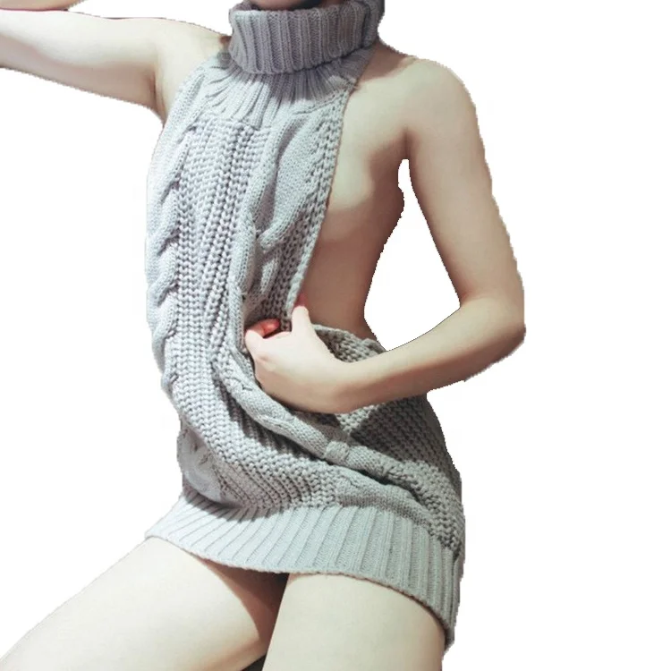 3 Style Japan Moe Girl Virgin-Killing Backless Sweater Sexy Erotic Cosplay Costume Sweater Dress Party Adult Women Men COUPLES