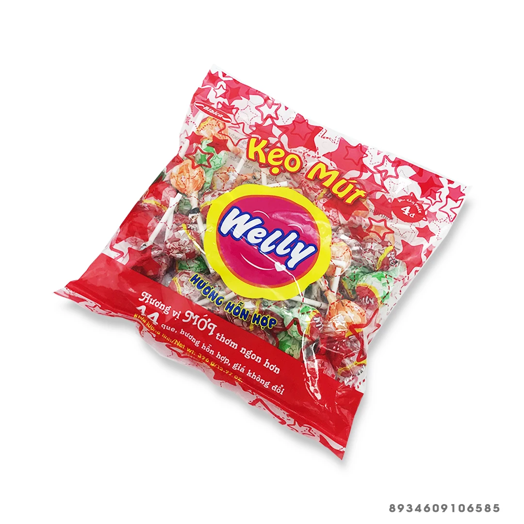 Welly - Assorted Flavour Lollipop (Orange, Strawberry, Guava, Cola) 396g