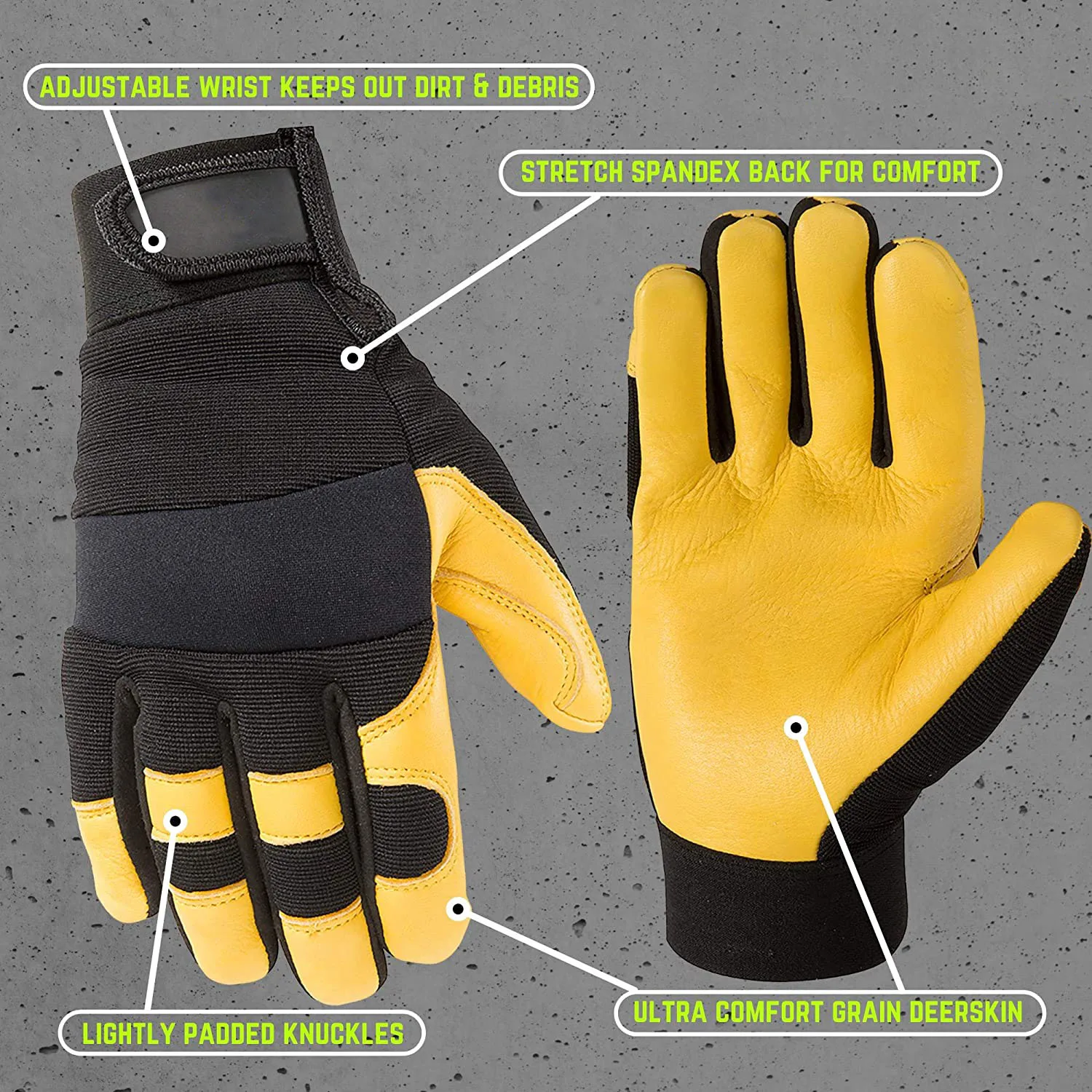 Deerskin Leather Gloves With High Dexterity Safety Gloves For Men With Comfort With Reinforced Fingertips