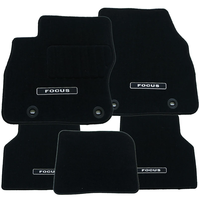 Индивидуальный Коврик, автомобильные коврики, OEM ODM для вас, все типы автомобилей, модель 3, 4, 5 шт., Ford FOCUS Black Basic