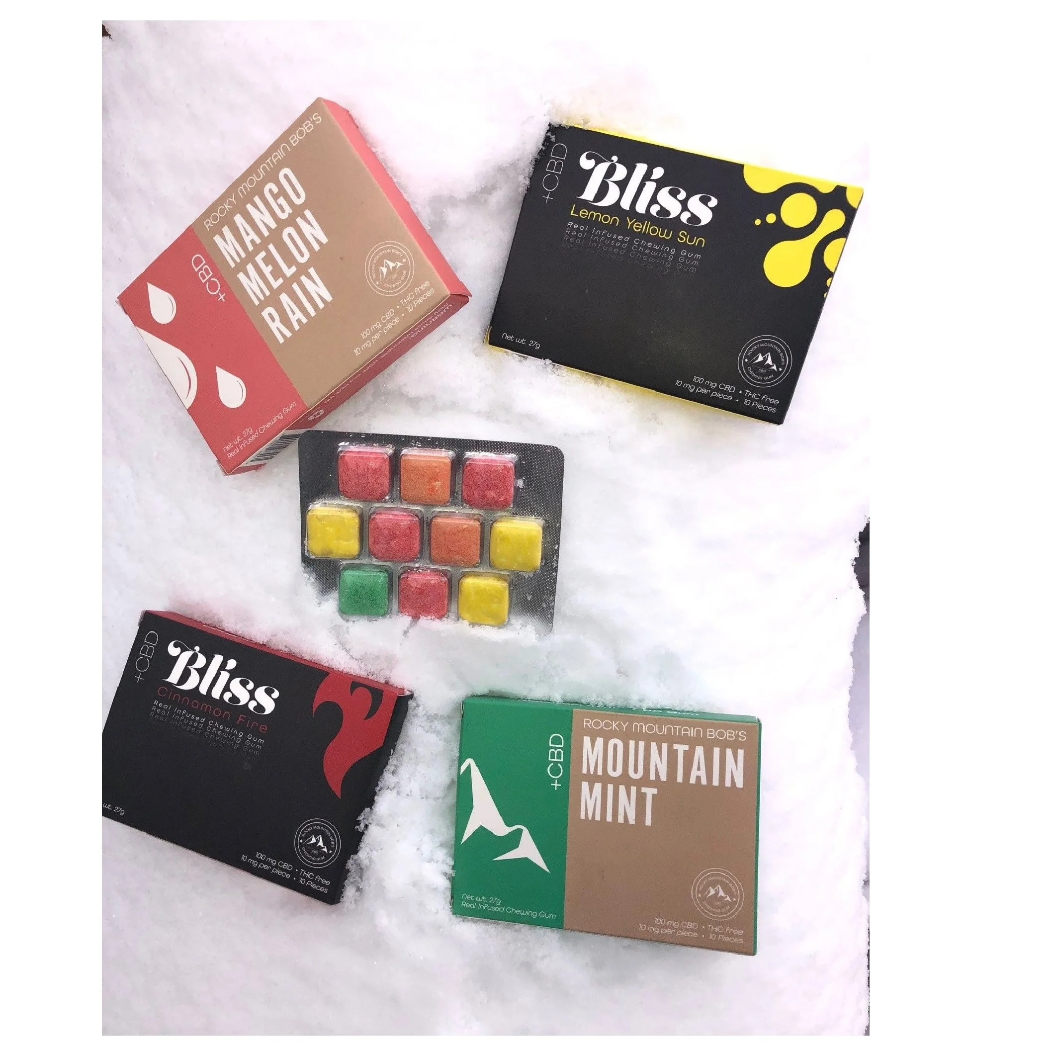 
High quality organic natural RMC CBD Chewing Gum - 10pack - 10mg/pc - 100mg - Assorted Pack 