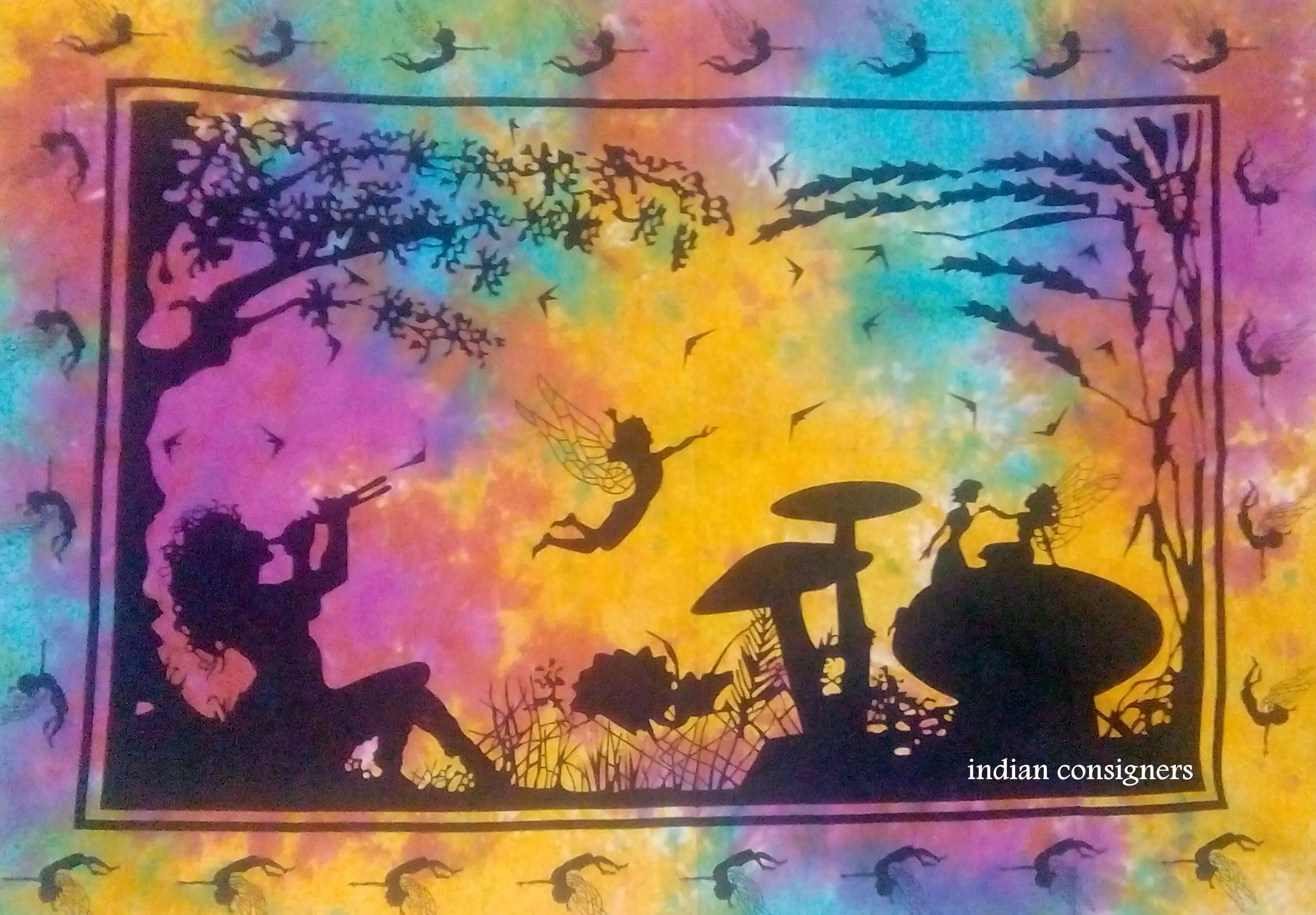 Beautiful Fairy love Tapestry Multiple Color Small Poster Tapestry Wall Hanging Cotton Throw Textile