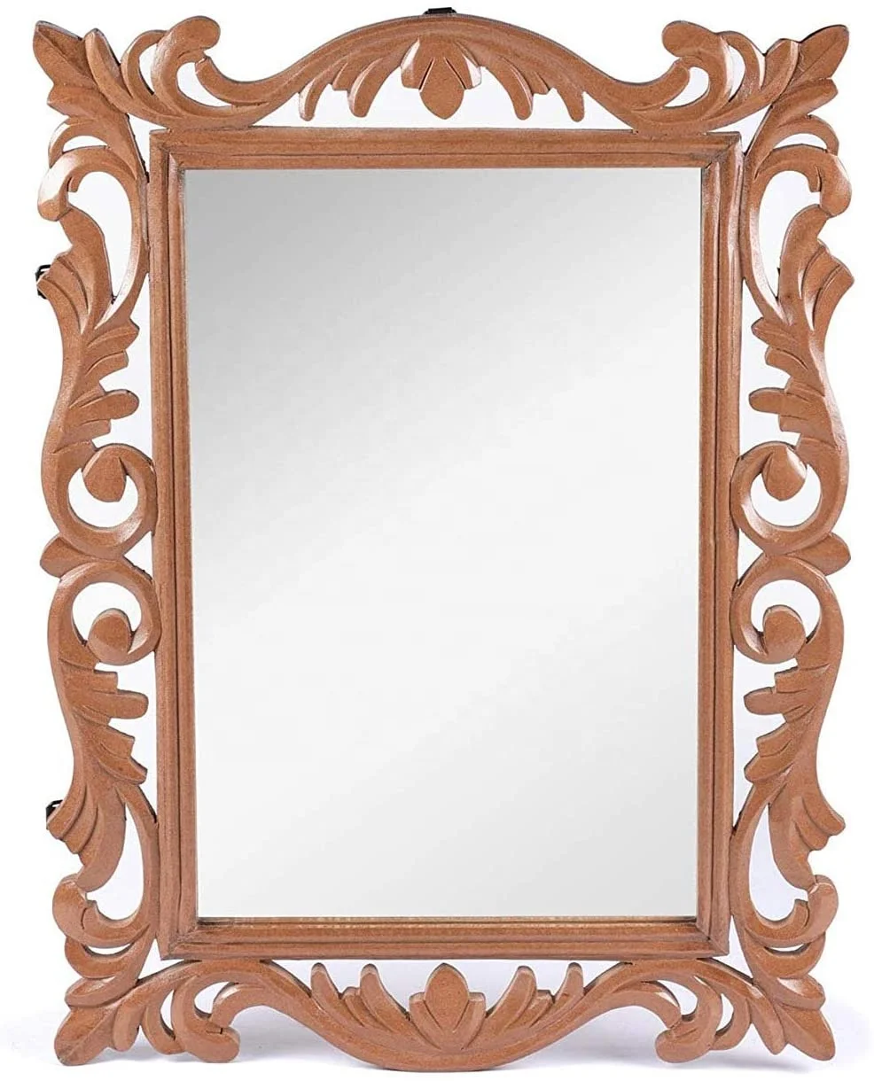 Antique Handcrafted Wooden Wall Hanging Mirror To Decorate Your Dressing Room With An Elegant Designed Wooden Frame 24*24 inches