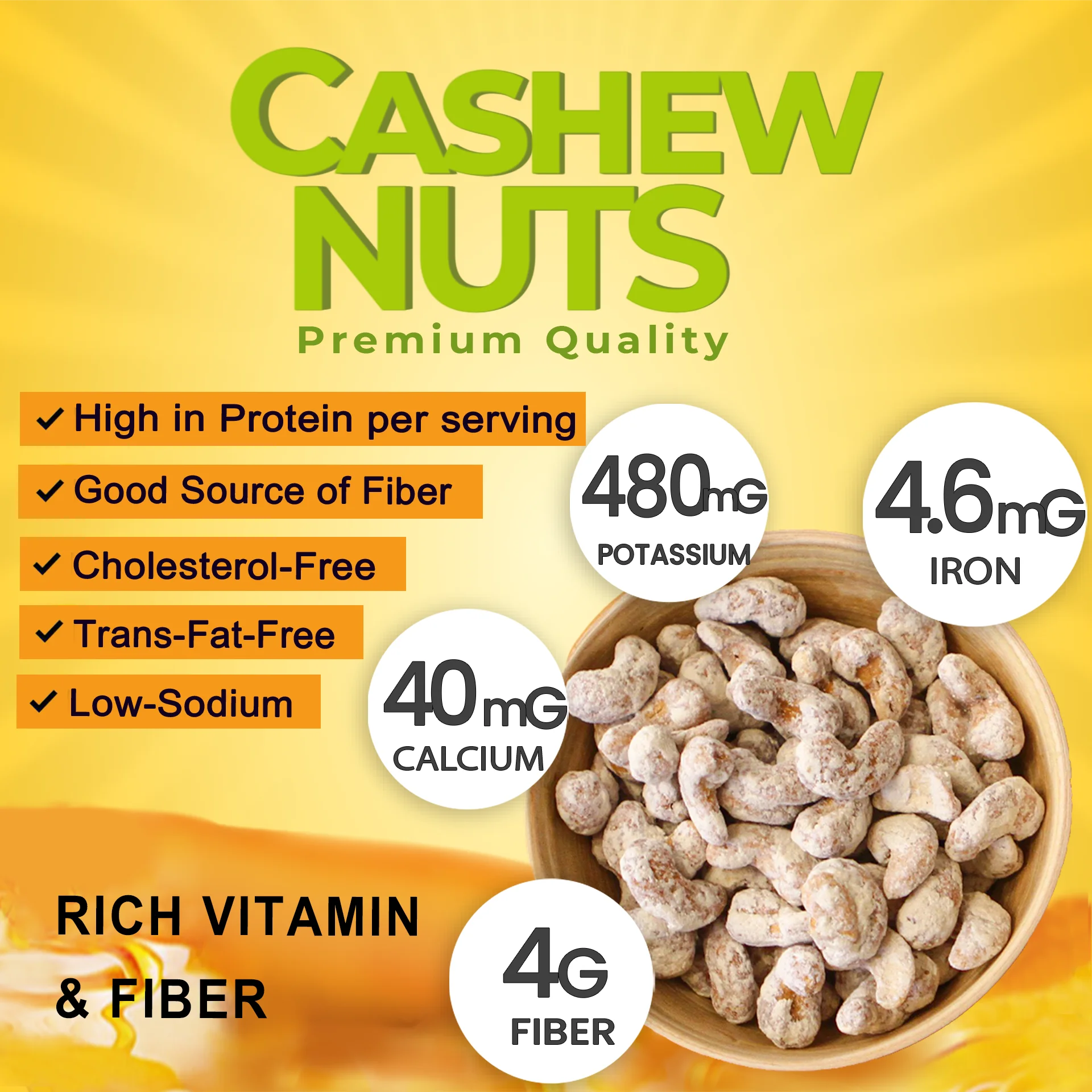 EUBIZ Cashew nuts Flavor Honey - Snack Packs - No Testa Shell - Box (paper) 1000g (35.3 OZ) - in VietNam