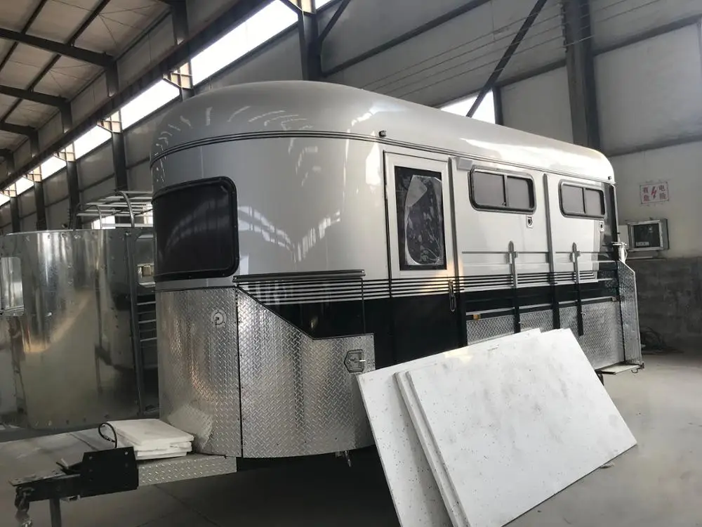 2 horse angle load deluxe float camper tent trailer