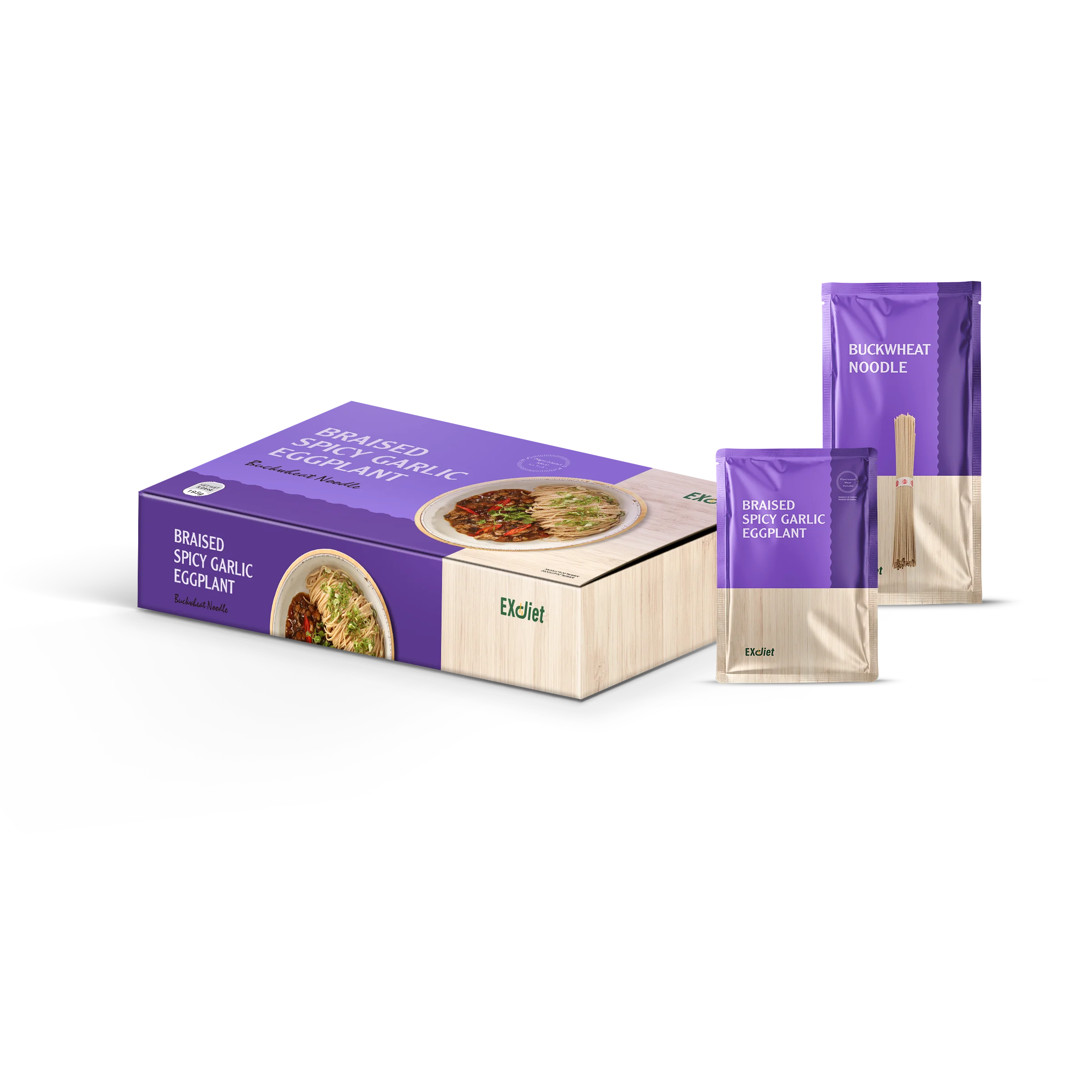 Instant braised eggplant with chili and garlic Plant Based Meat included  buckwheat Noodle