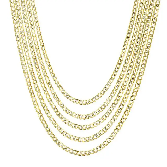 
Sterling Silver Two Tone Diamond Cut 3.5MM Miami Cuban Curb Chain Necklace 16