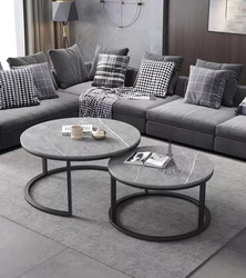 BKX nordic luxury modern gold stainless steel frame sofa side end tea table round nesting marble top coffee table black