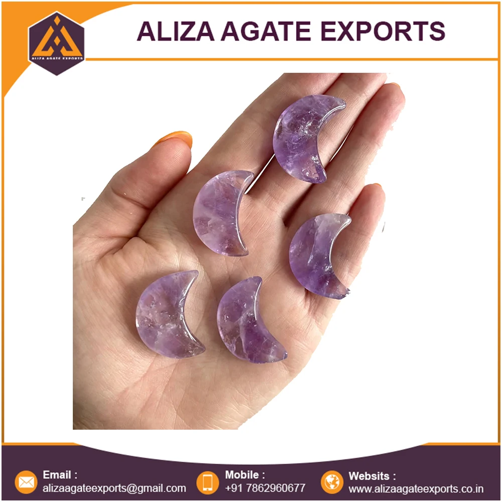 Best Selling Amethyst Crescent Moon For Calming And Peaceful Energy