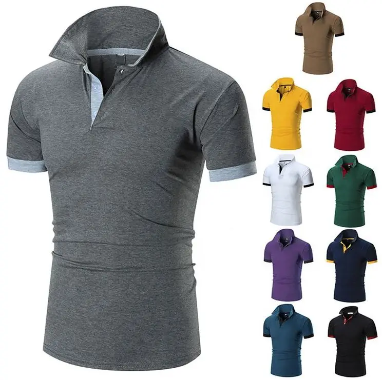 Двухцветная рубашка-поло с вышивкой и логотипом Прямая поставка завода однотонная спортивная коротким рукавом на заказ