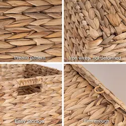 set 4 Natural open natural woven sea sedge clothes storage foldable laundry basket also woven basket for home decoration