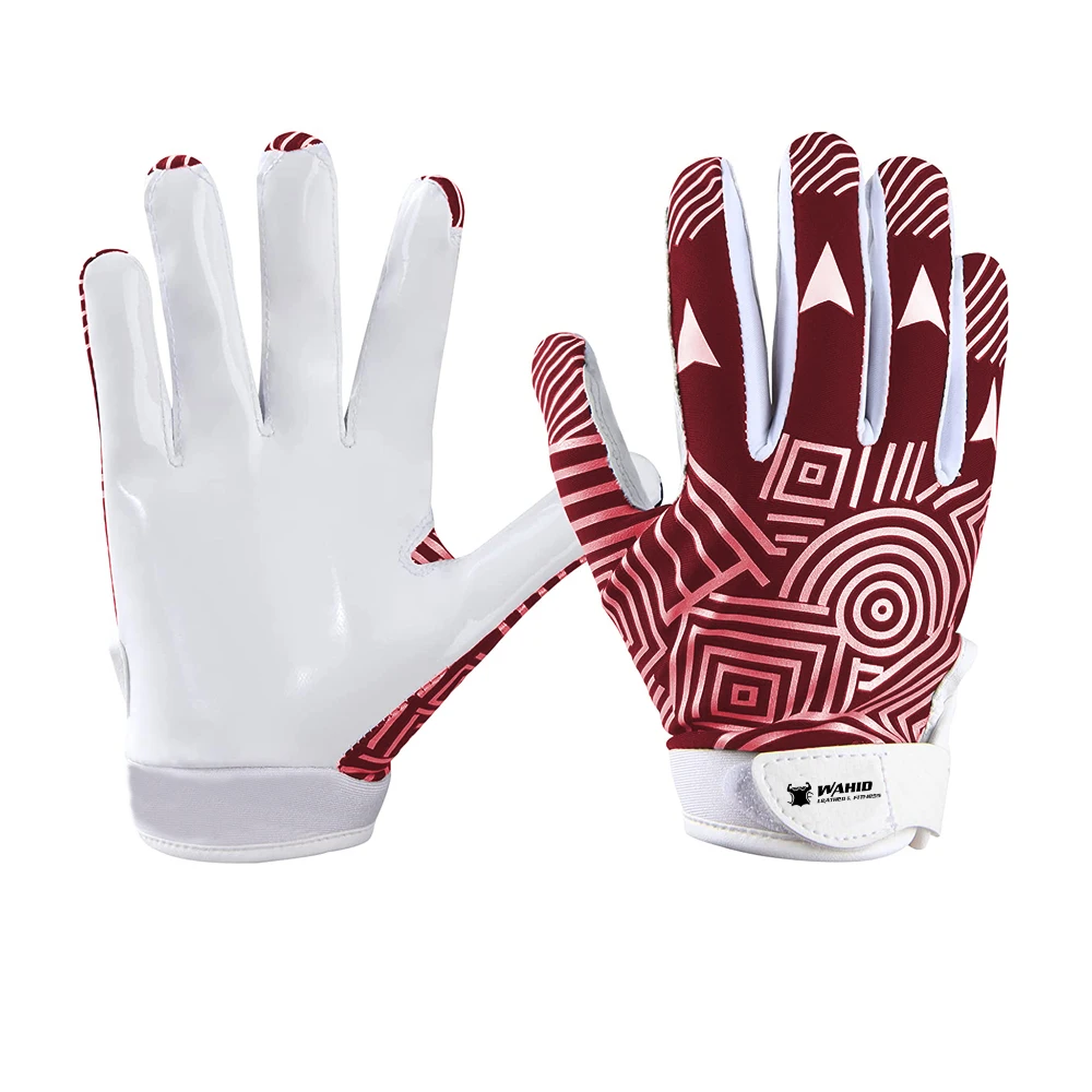 Ultra-Durable & Breathable Synthetic Leather Silicon Palm Grip with Backside Lycra Rugby Gloves Rugby Receiver Sports Gloves