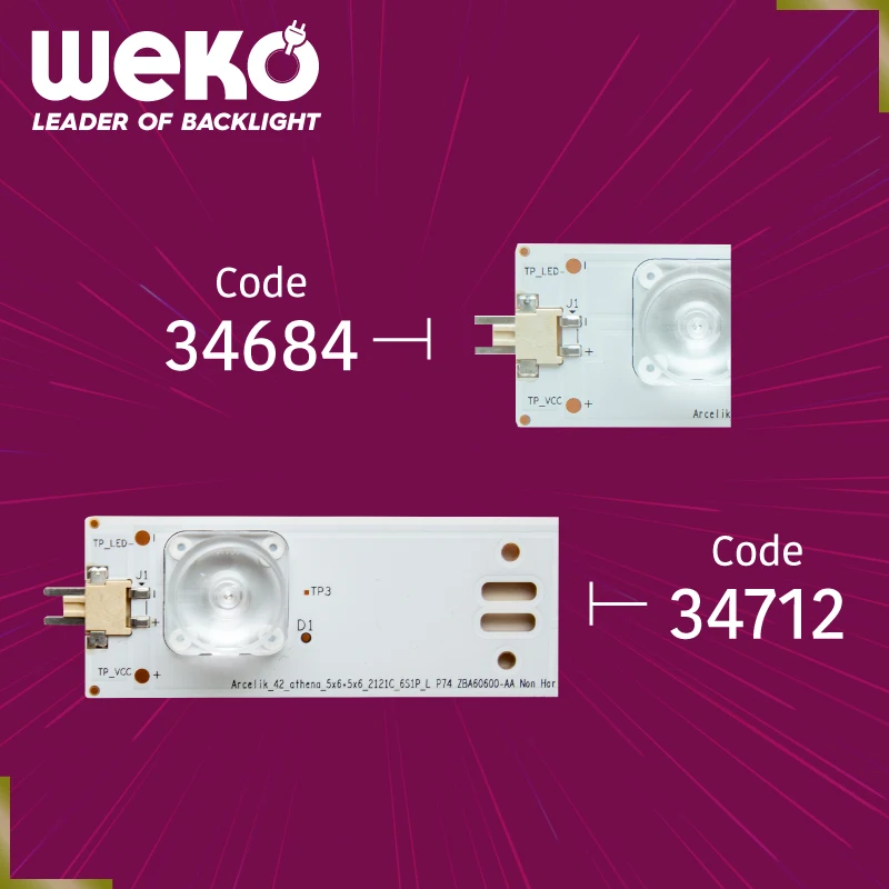 TV LED BACKLIGHT- ARCELIK_42_ATHENA_5X6+5X6_2121C_6S1P_R-L P74 ZBB60600-AA NON HORIZONTAL REV.V0 42,7 CM 6 LEDS TOTAL 10 PCS