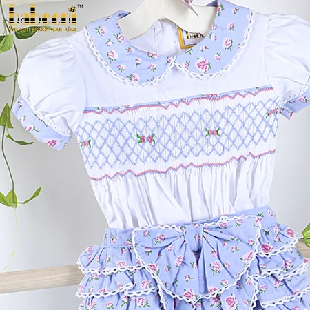 Cute Baby Girl Floral Smocked Clothing Set OEM ODM smocked baby clothing wholesale baby smocked clothing - LA69