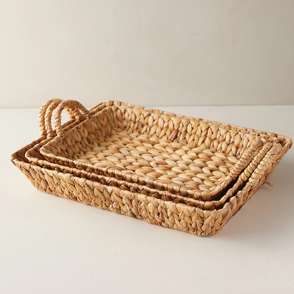High Quality Customized Shape and Color Hometrend Water Hyacinth Tray For Sale In Viet Nam