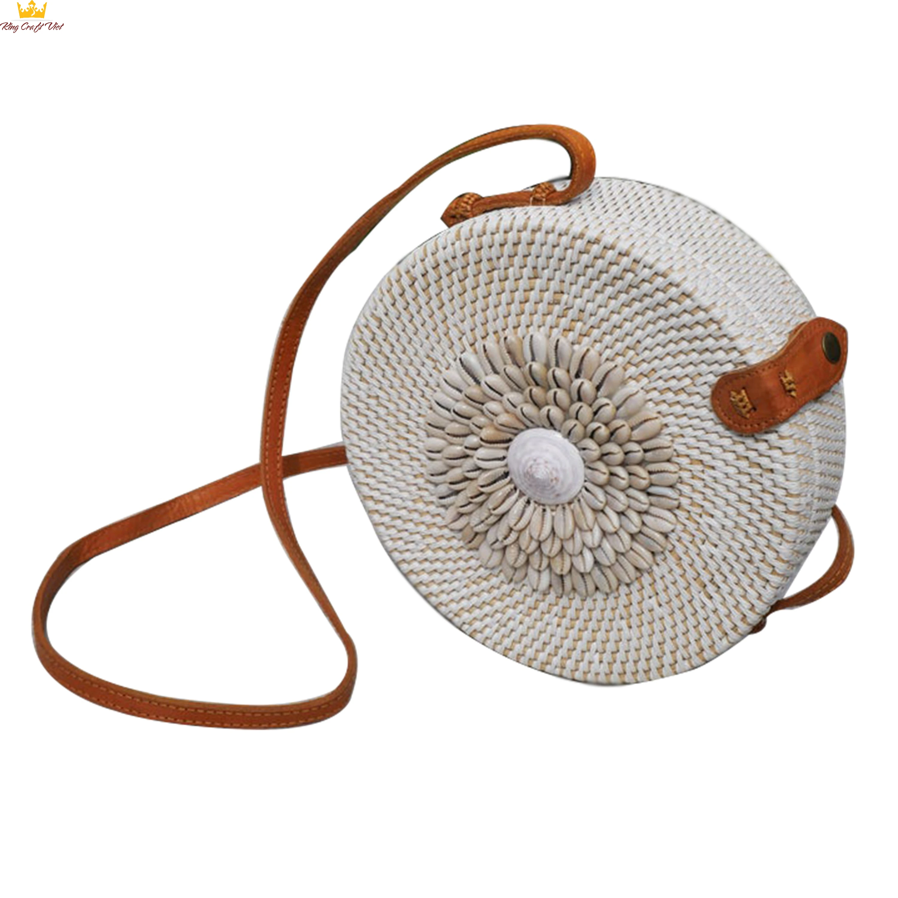  Черно-белая стильная сумка из ротанга с большими цветами вьетнамские поставщики лучший продукт