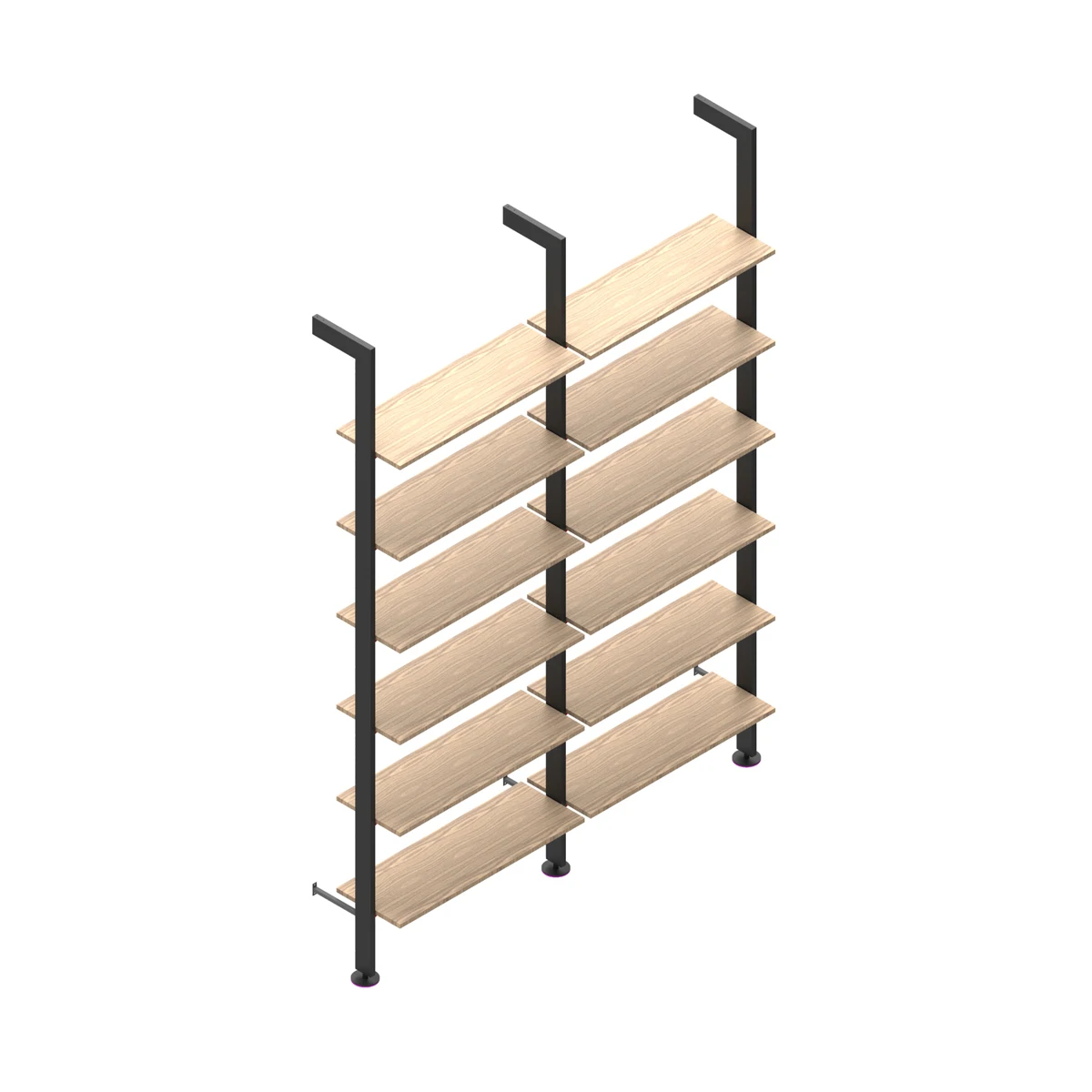 Made in italy modular wall-mounted bookcase with metal or wooden shelves for home and office