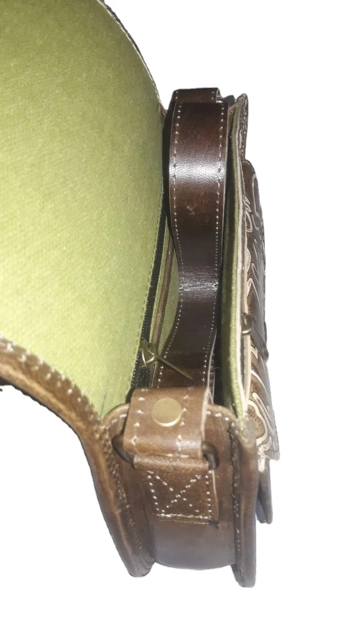 Fashion trend vintage style goat leather ladies slings bags crossbody bags with stone work designer handmade ladies bags