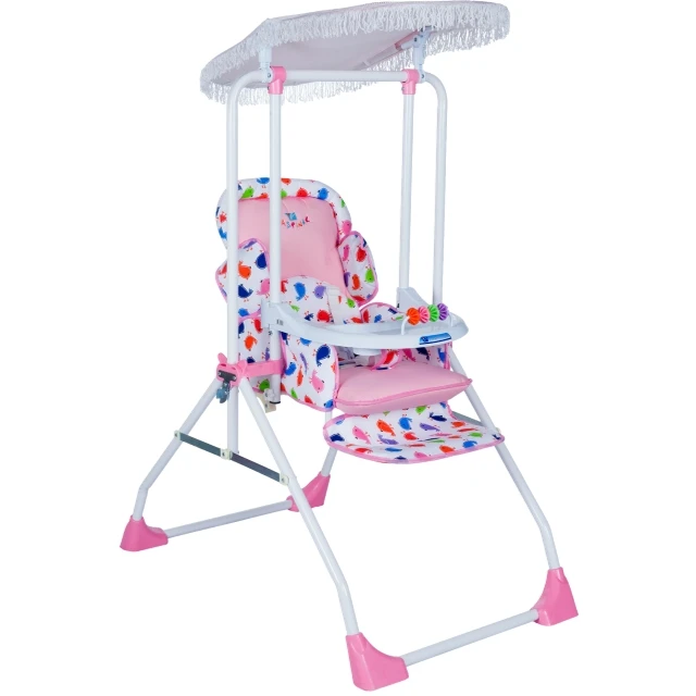 Kids Baby Swing Crib High Chairs Baby Feeding Folding Safety Material Best Multifunction 3 Level Soft Seat 3 in 1 Patio Home