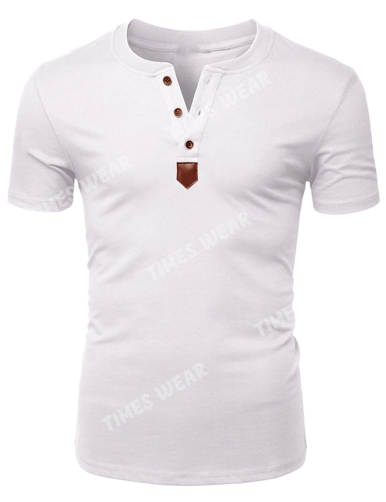 Мужская Высокое качество на каждый день зауженный фасон Хенли Рубашка футболки с коротким рукавом круглым вырезом пуговицах одноцветное предназначен