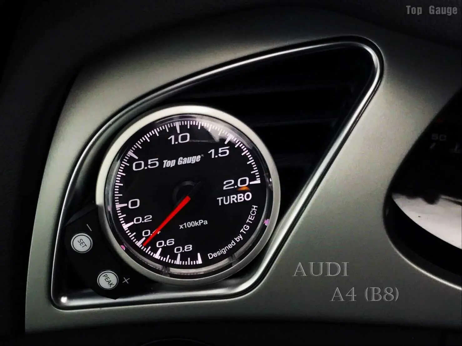 
52mm RHD boost gauge set compatible with Audi A4 B8 year 2012 2013 2014 2015 2016 